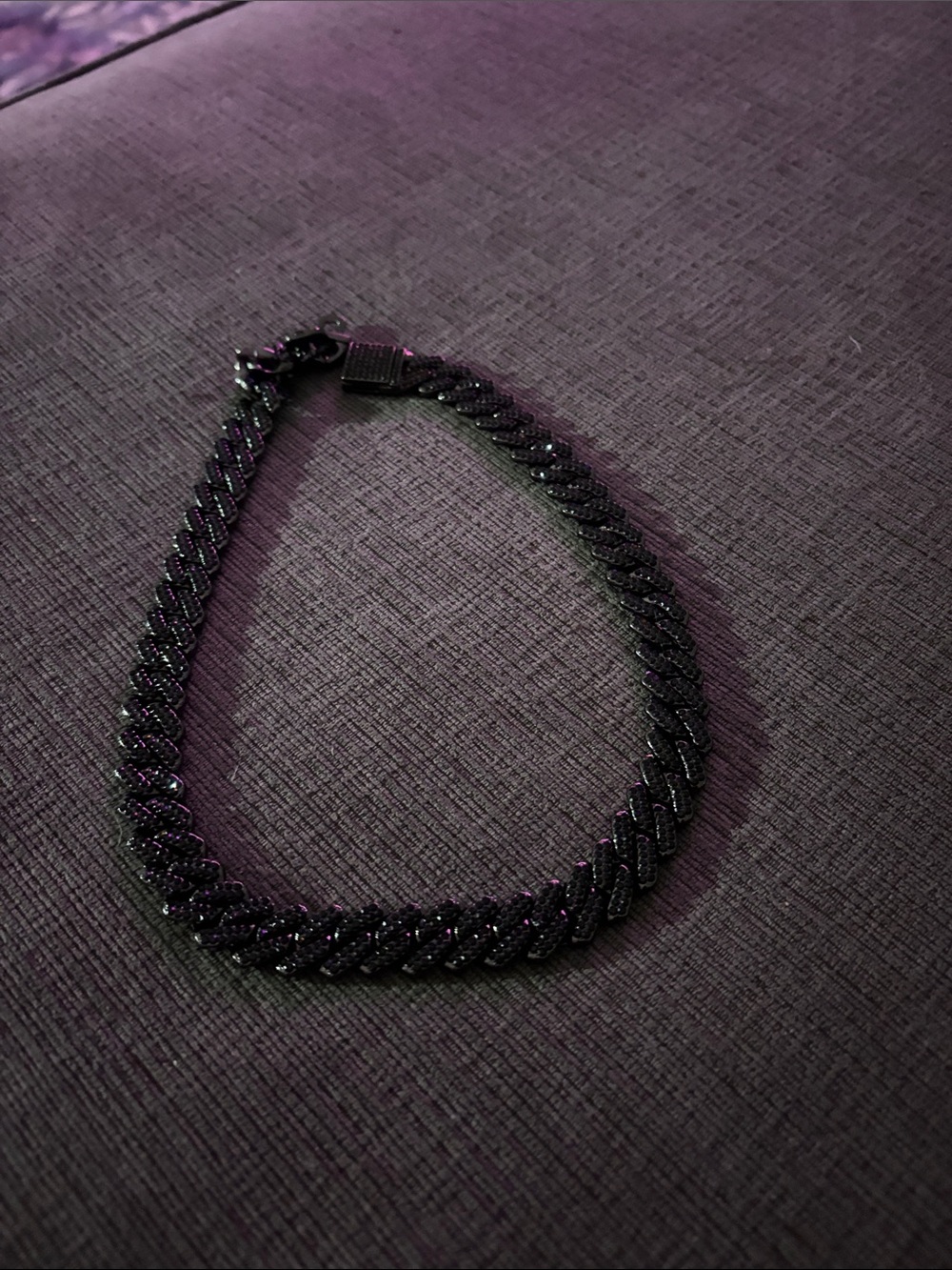 Black stainless Steele cubic zirconia Cuban Chain Necklace - 16 inch